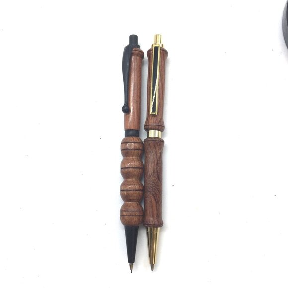 Handcrafted Wooden Mechanical Pencil Set With Brass Accents - Picture 4 of 8